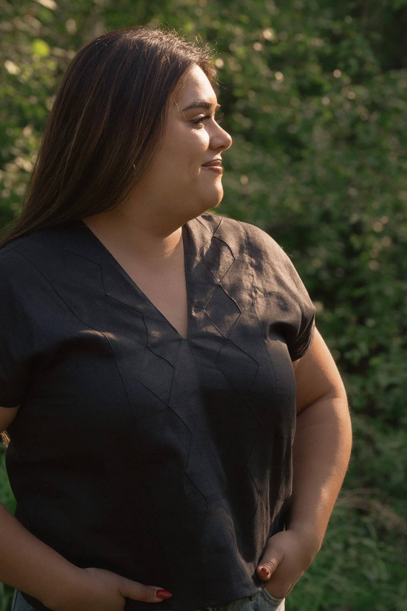 Linen Betaza Huipil - Black - Image 3