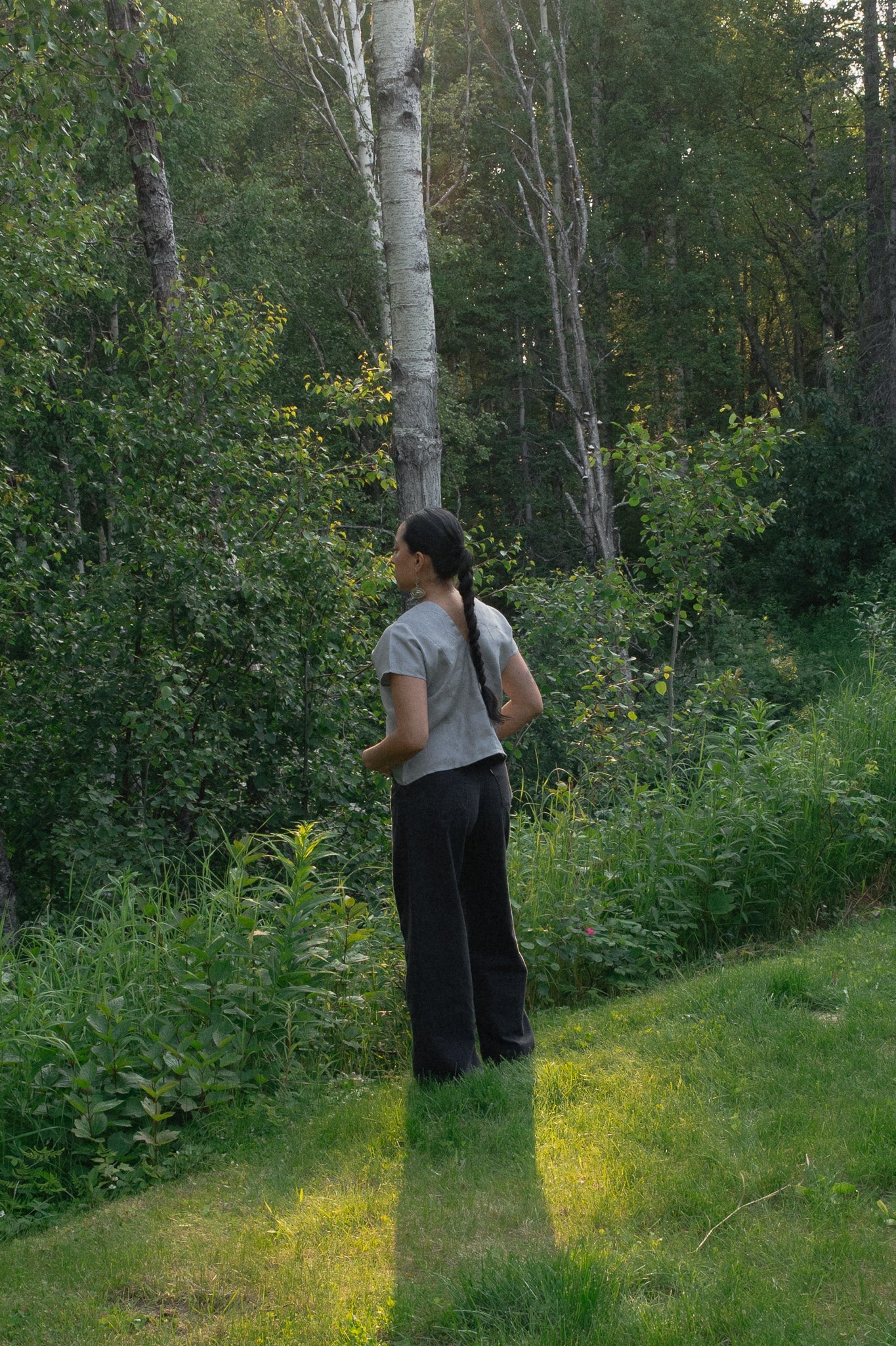 Linen Crop Huipil Betaza - Gray - Image 4