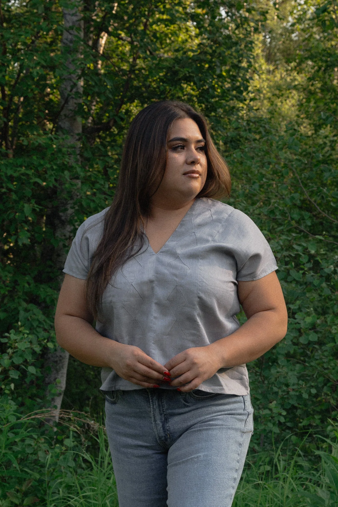 Linen Crop Huipil Betaza - Gray - Image 5