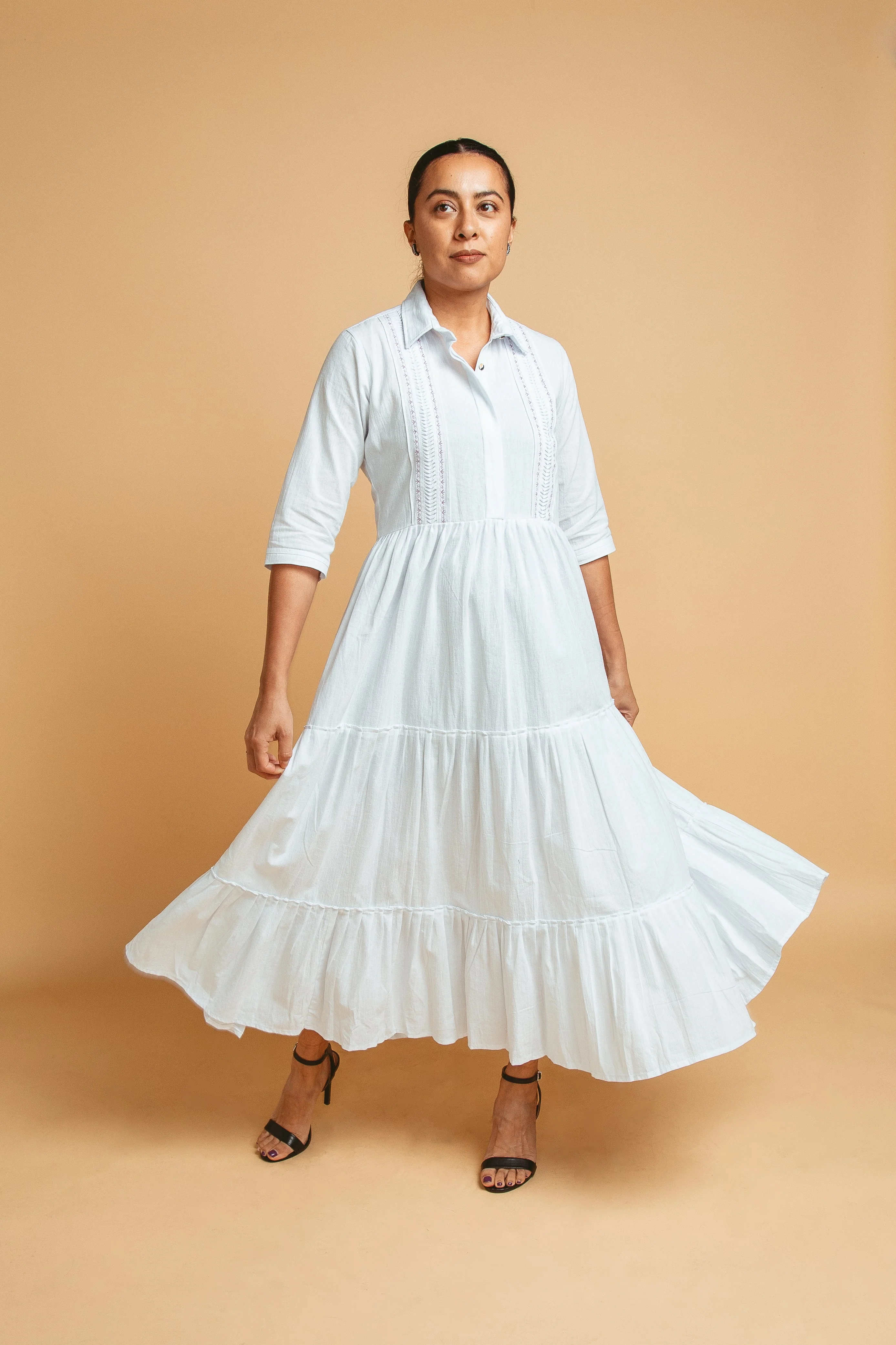 Naila Midi Dress - White - Image 4
