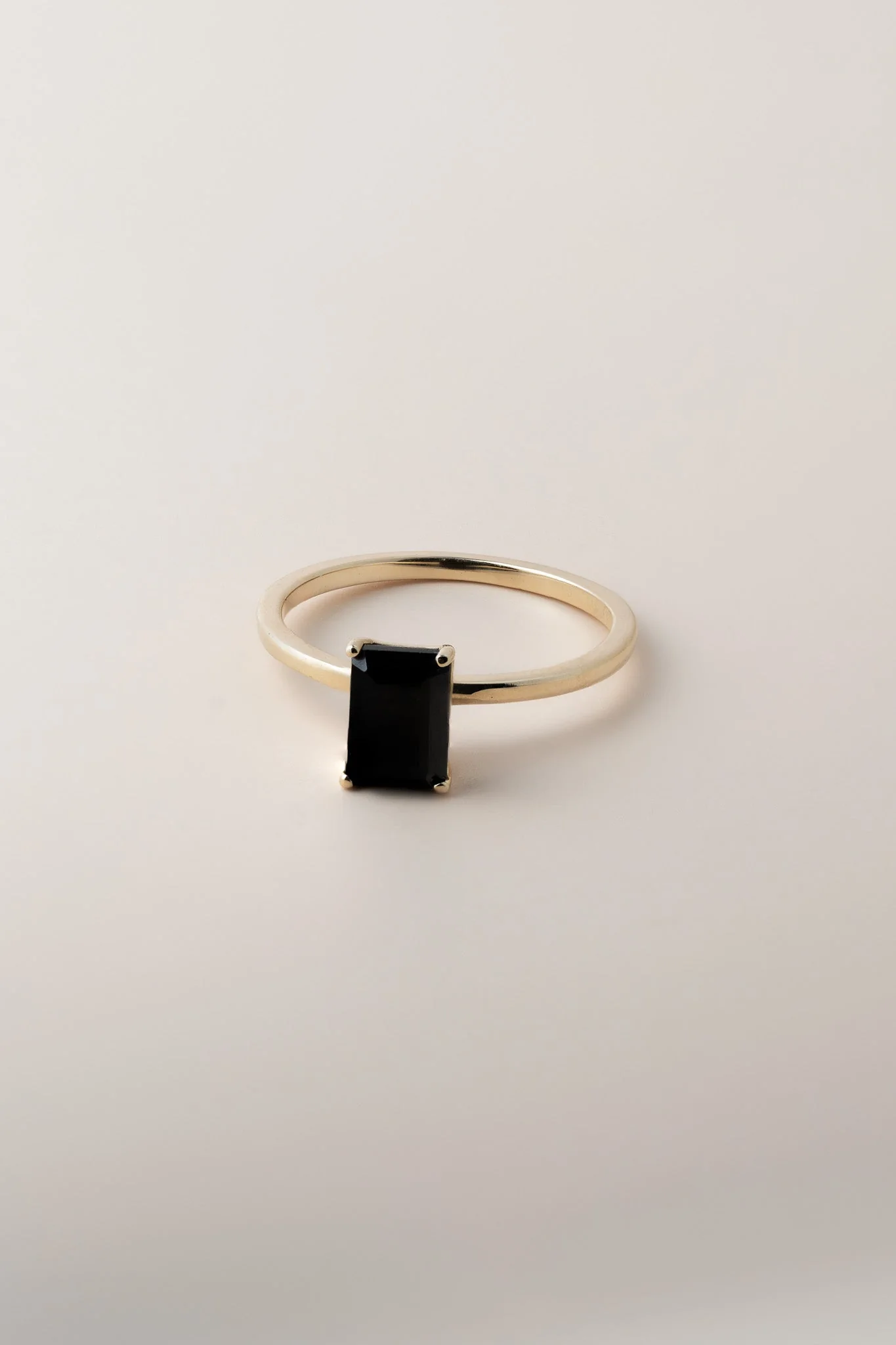 14K Onyx Emerald Cut Solitaire Ring