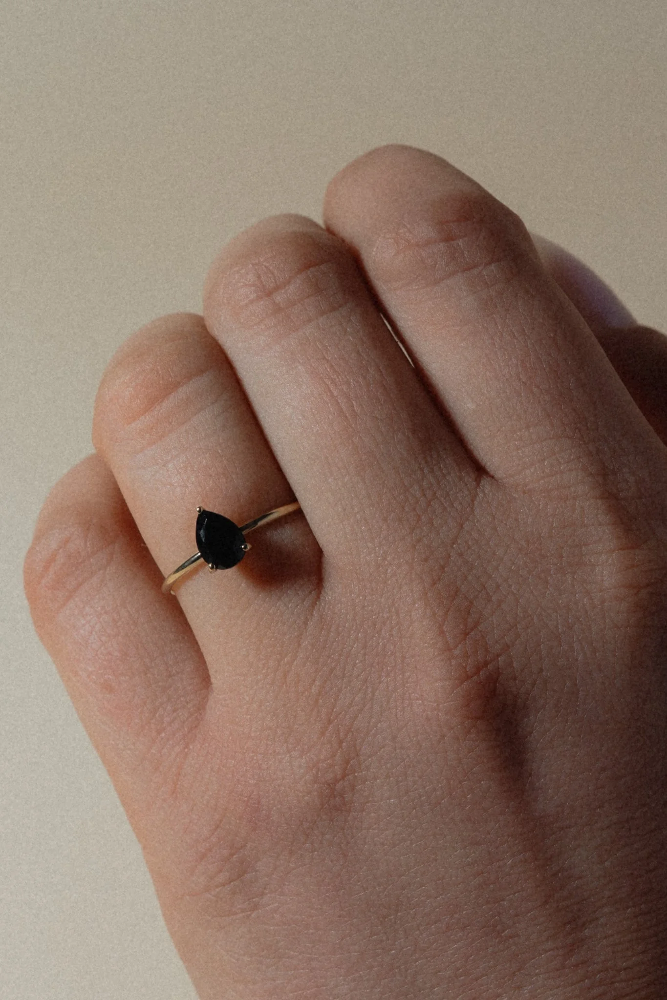 14K Onyx Pear Solitaire Ring - Image 3