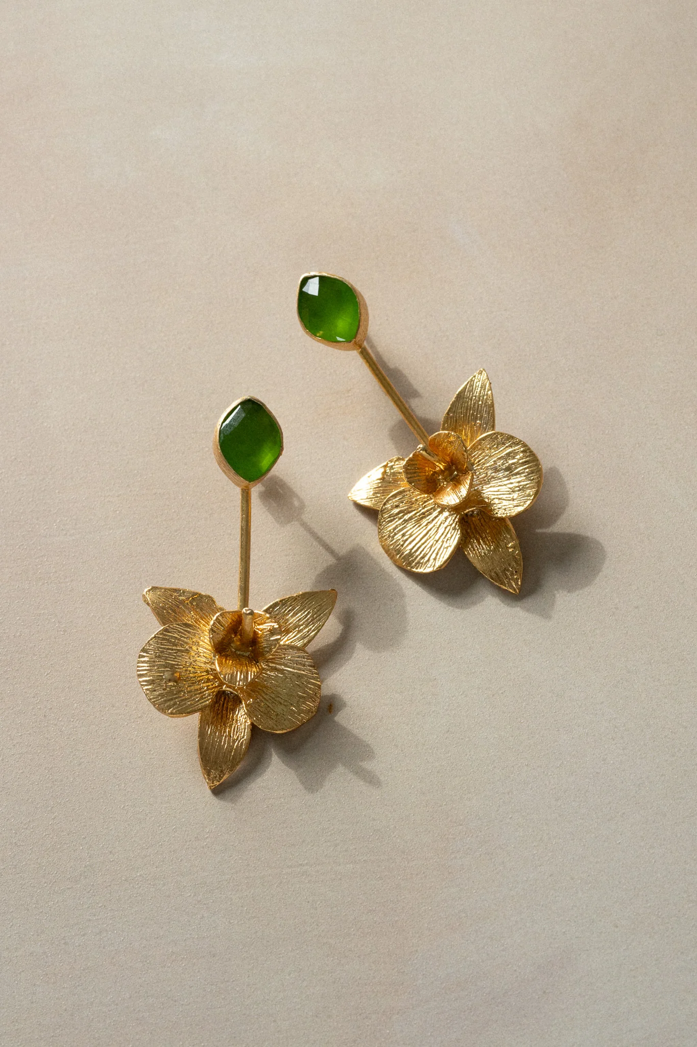 Orchid Crystal Drop Earrings - Green