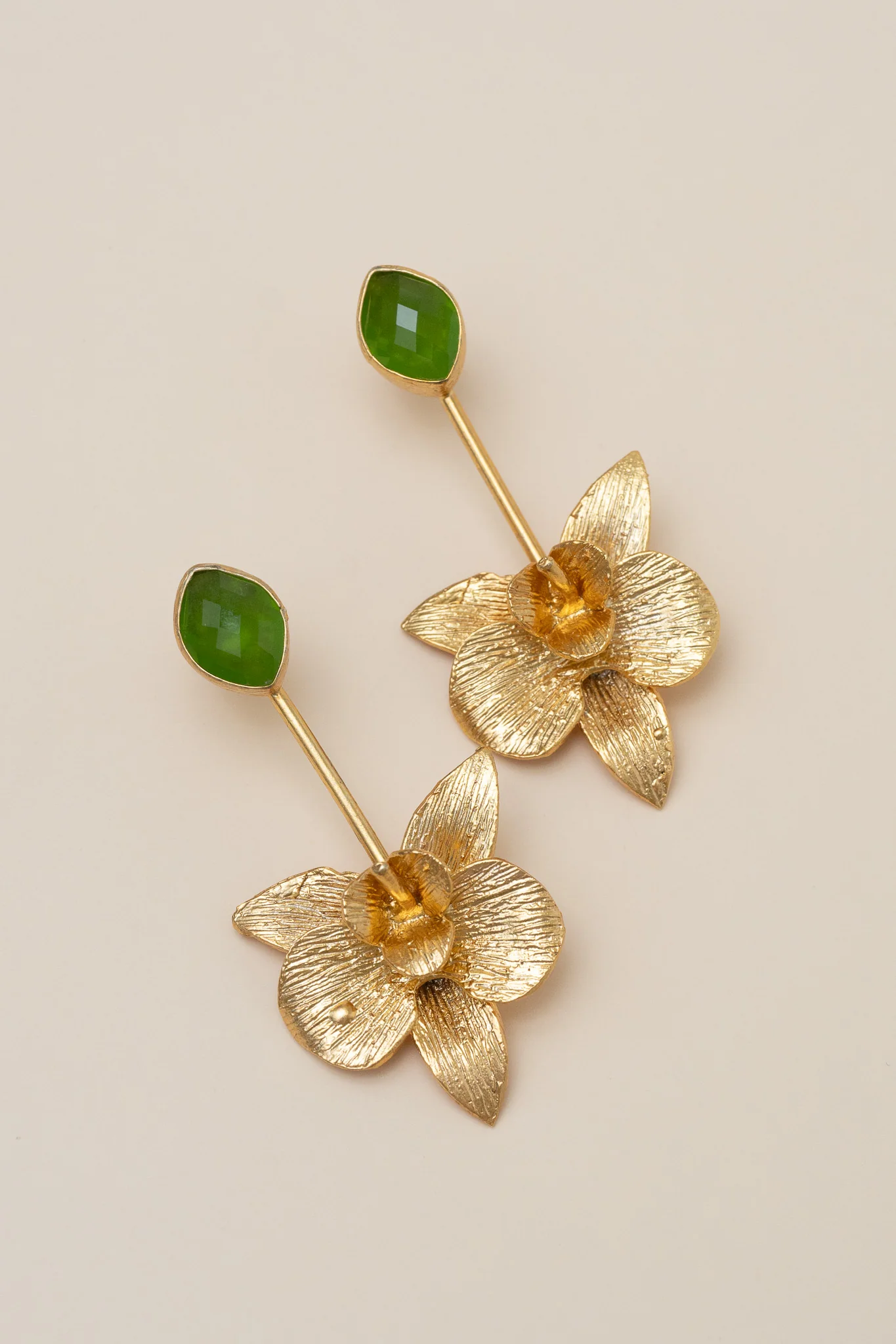 Orchid Crystal Drop Earrings - Green - Image 5