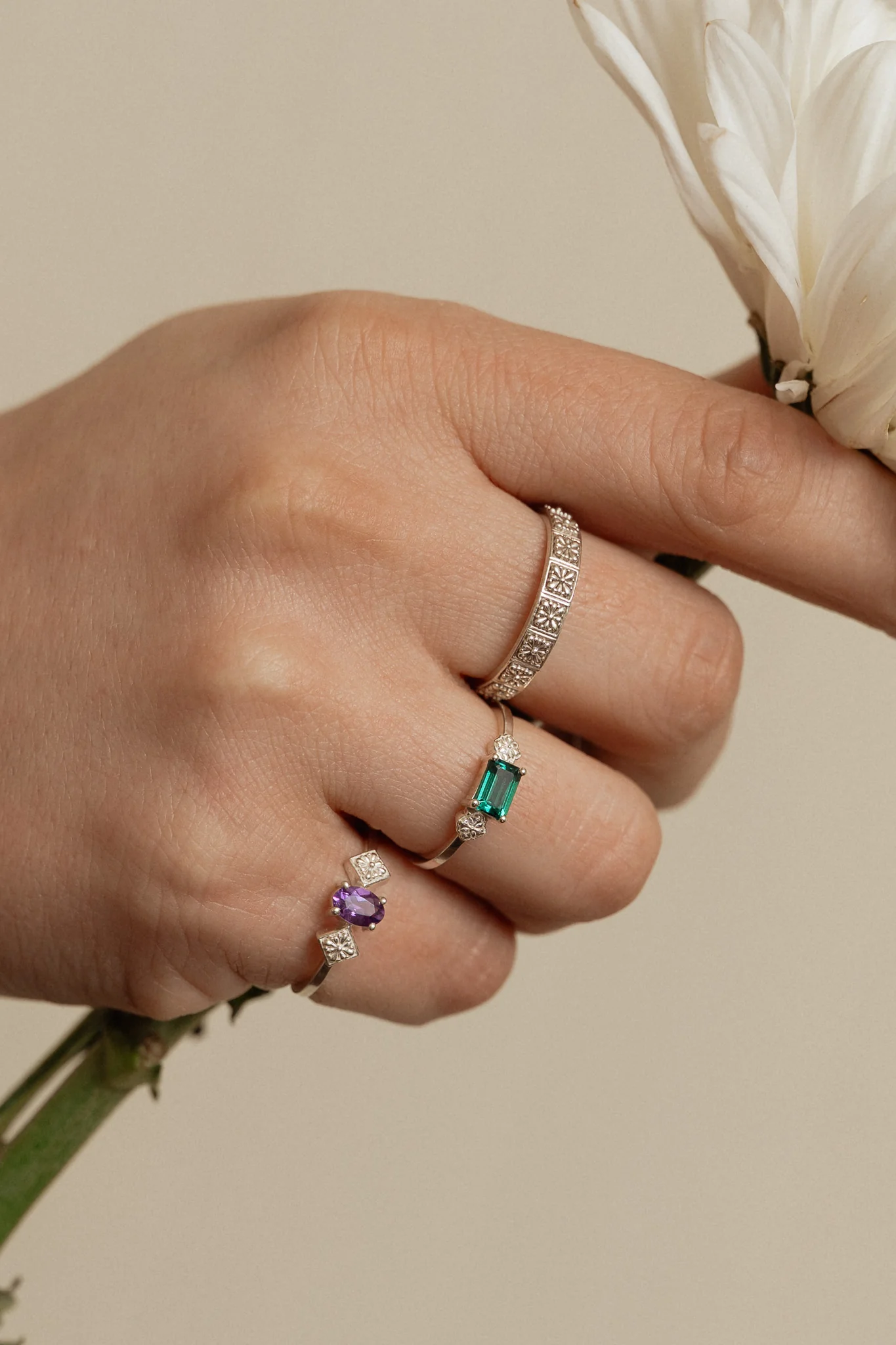 Oval Amethyst Mini Flores Talavera Ring - Image 2
