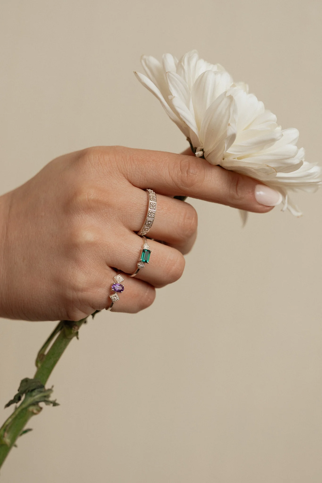 Oval Amethyst Mini Flores Talavera Ring - Image 3