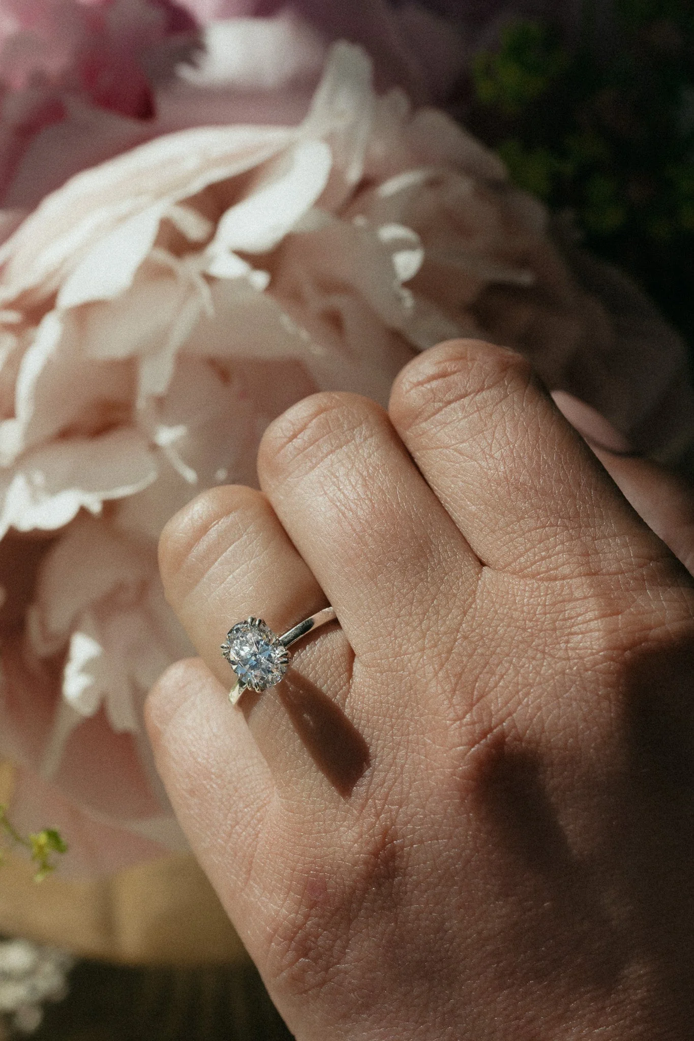 Oval Diamond Double Prong Solitaire Ring - Image 2