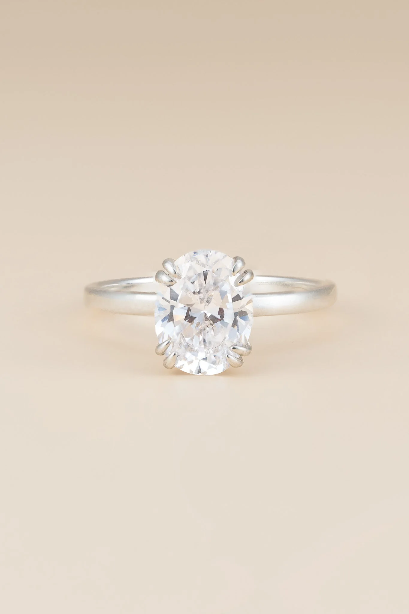 Oval Diamond Double Prong Solitaire Ring - Image 5