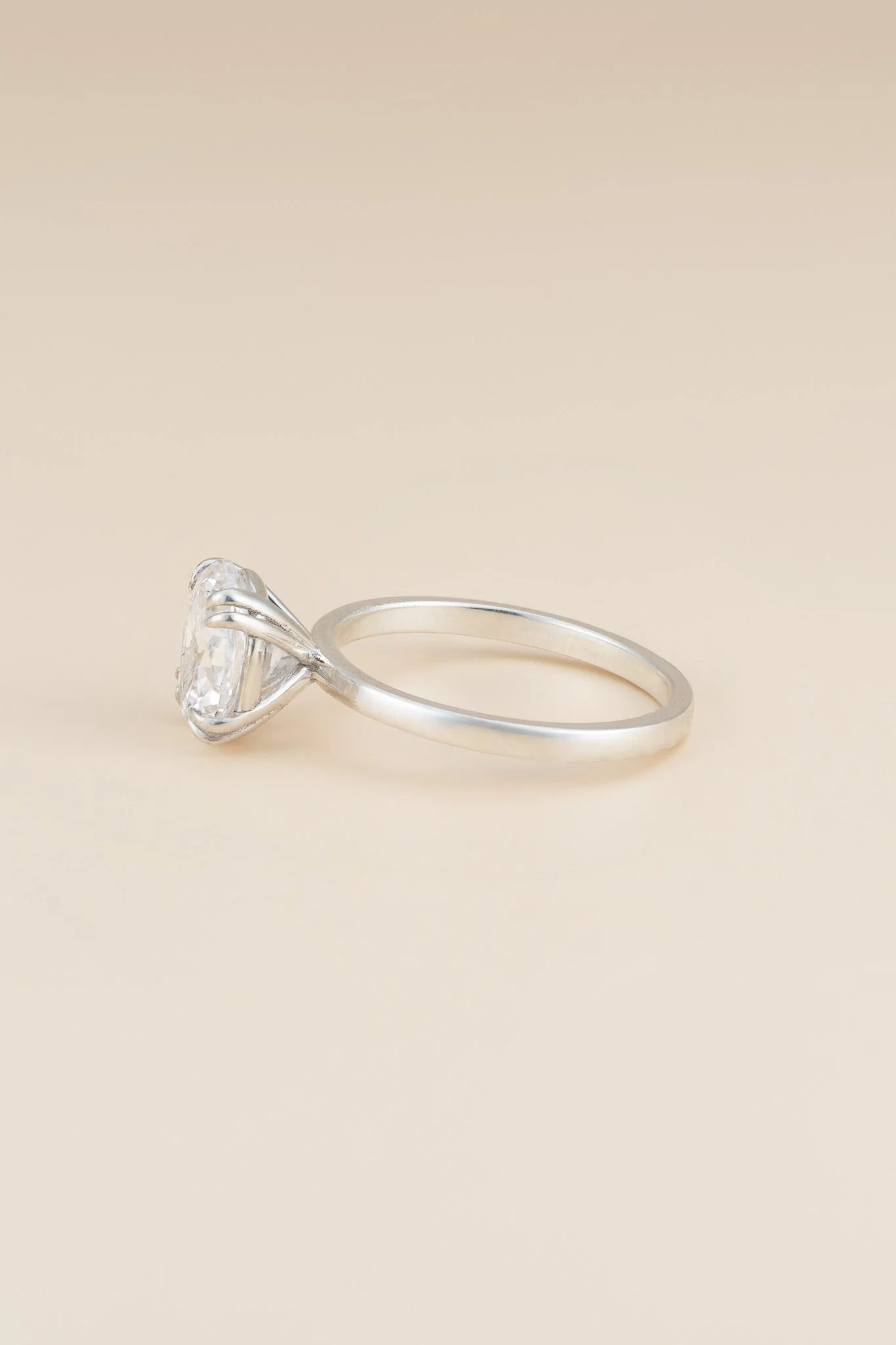 Oval Diamond Double Prong Solitaire Ring - Image 6
