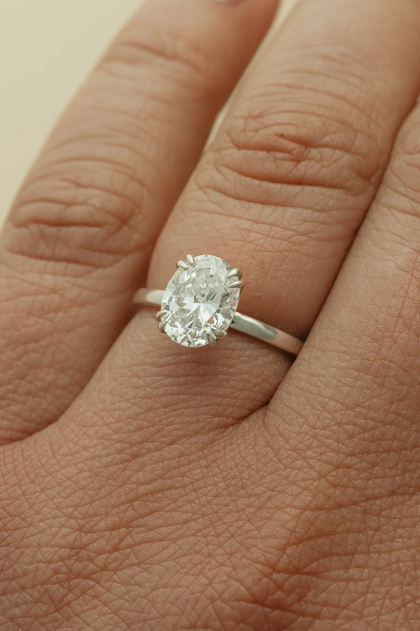 Oval Diamond Double Prong Solitaire Ring - Image 8