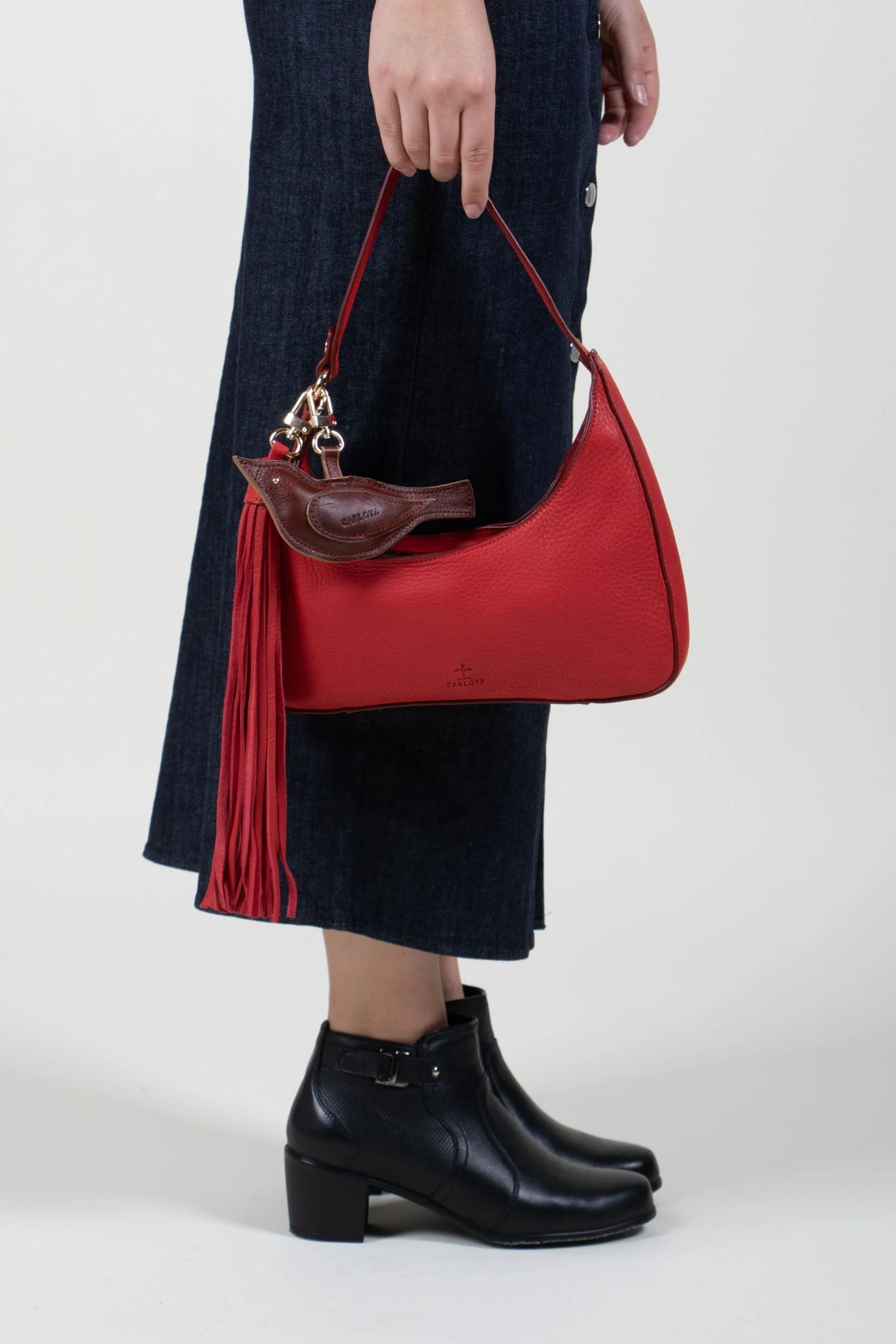 Pájaro Asymmetric Baguette Bag - Red - Image 5