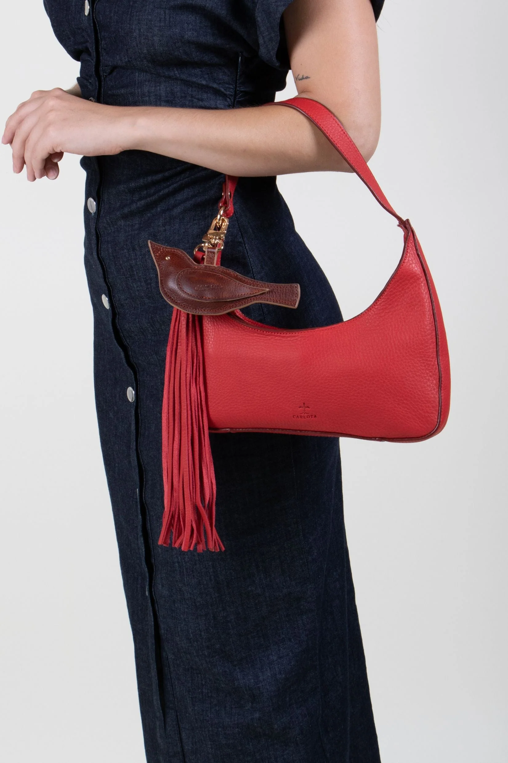 Pájaro Asymmetric Baguette Bag - Red - Image 6