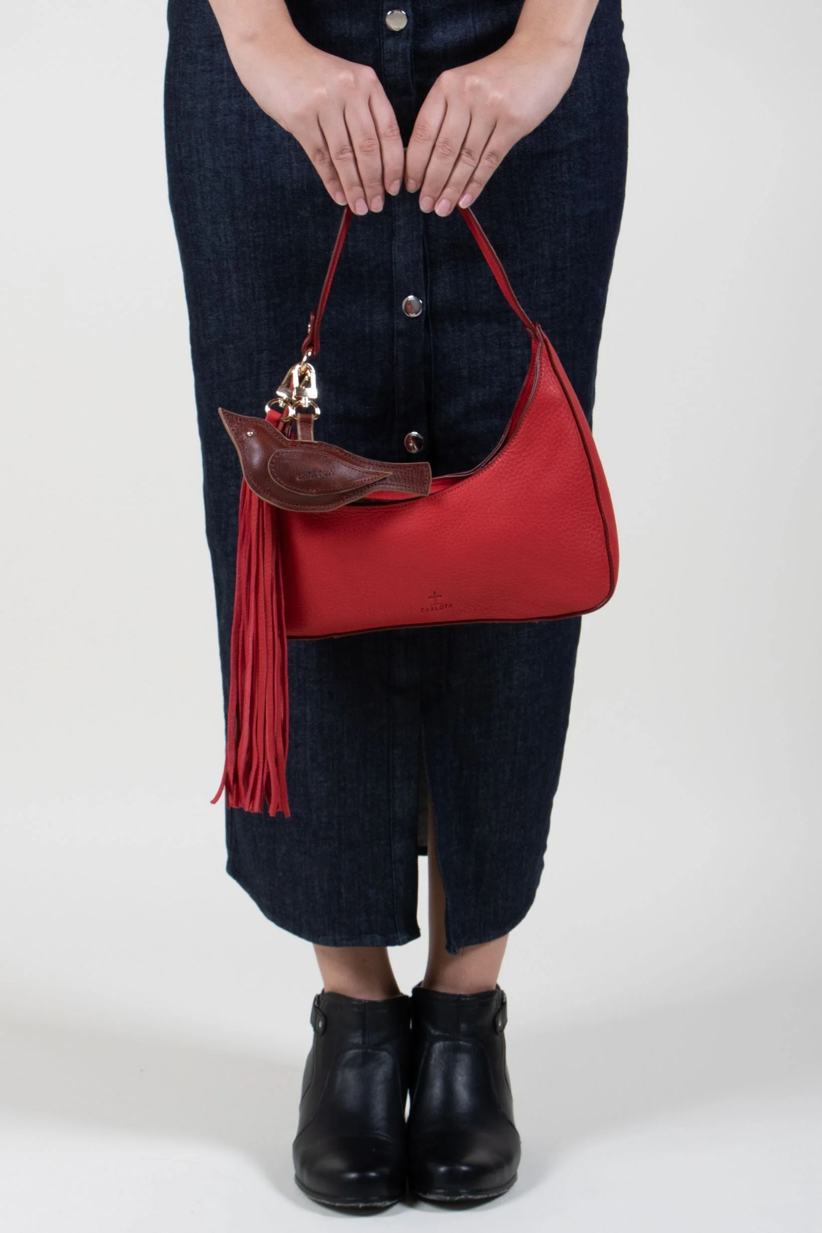 Pájaro Asymmetric Baguette Bag - Red - Image 7