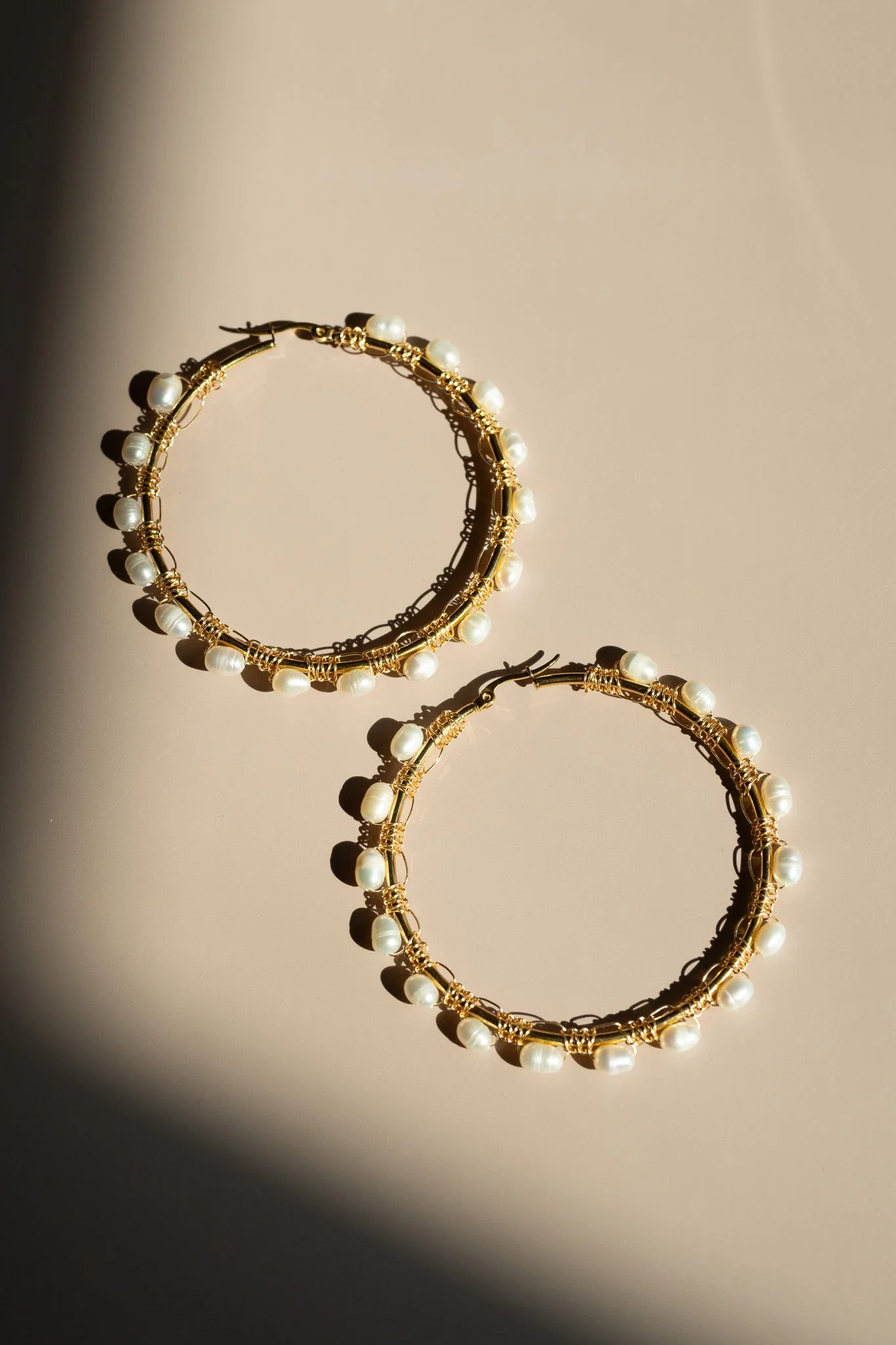 Pearl Hoop Earrings - Image 2