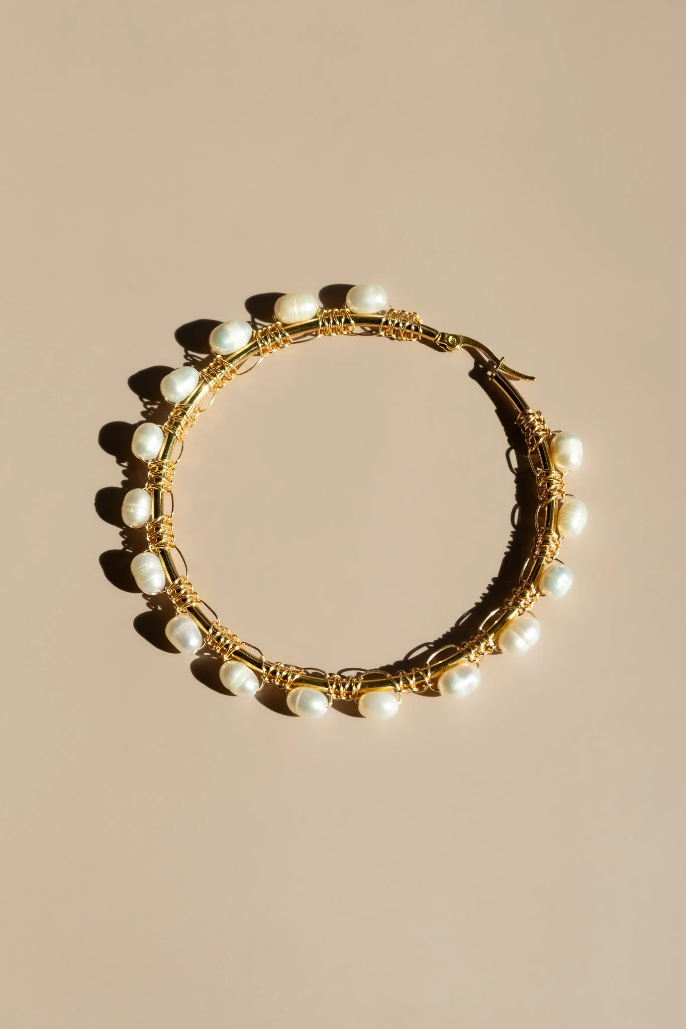 Pearl Hoop Earrings - Image 4