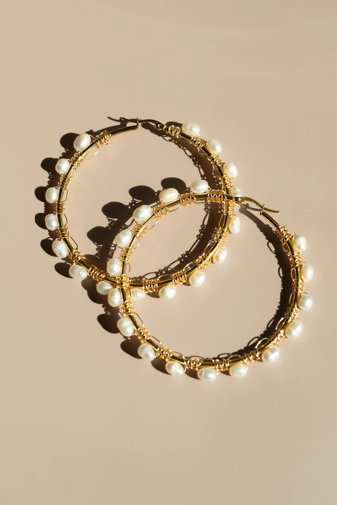 Pearl Hoop Earrings - Image 5