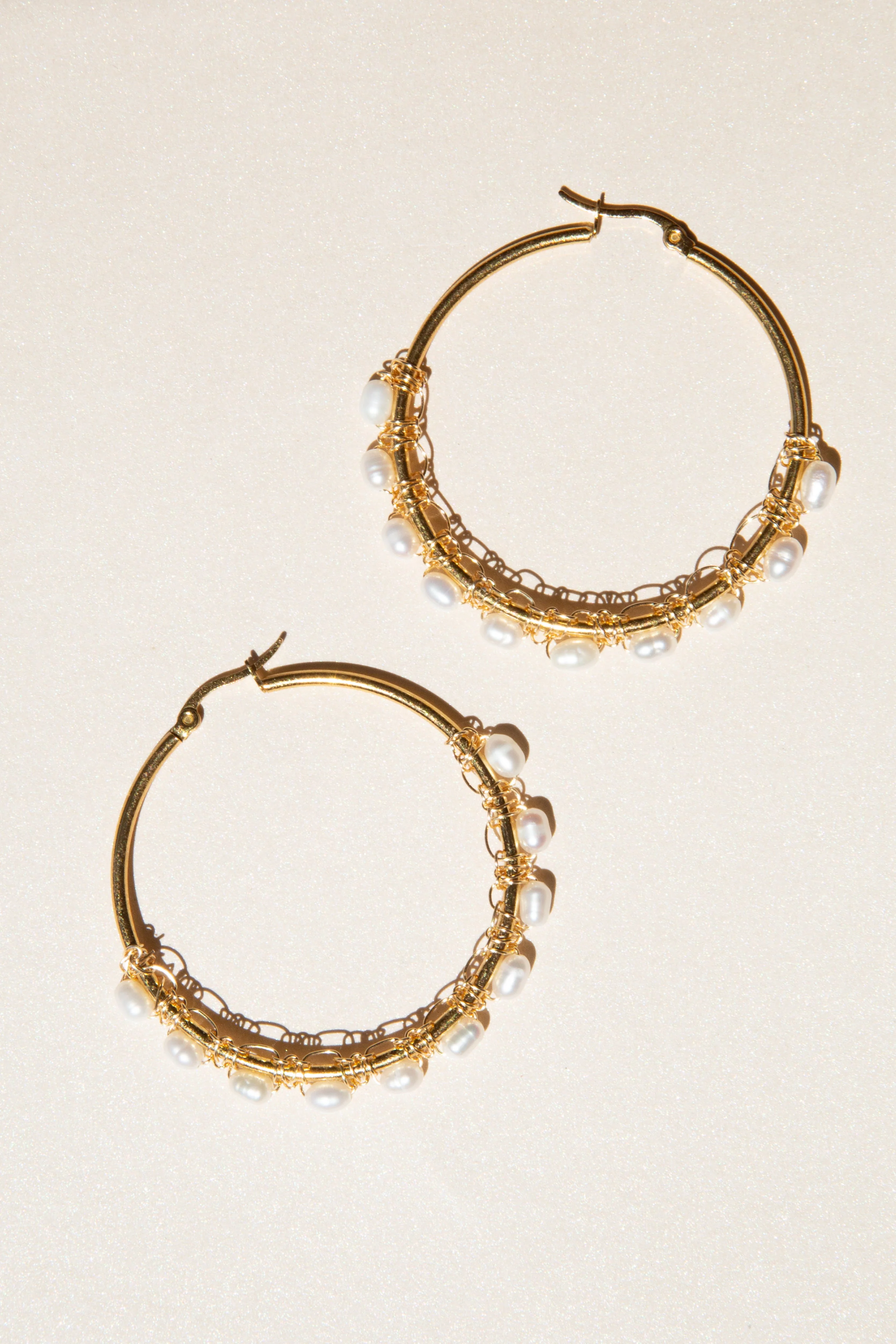 Pearl Hoop Earrings - Image 3