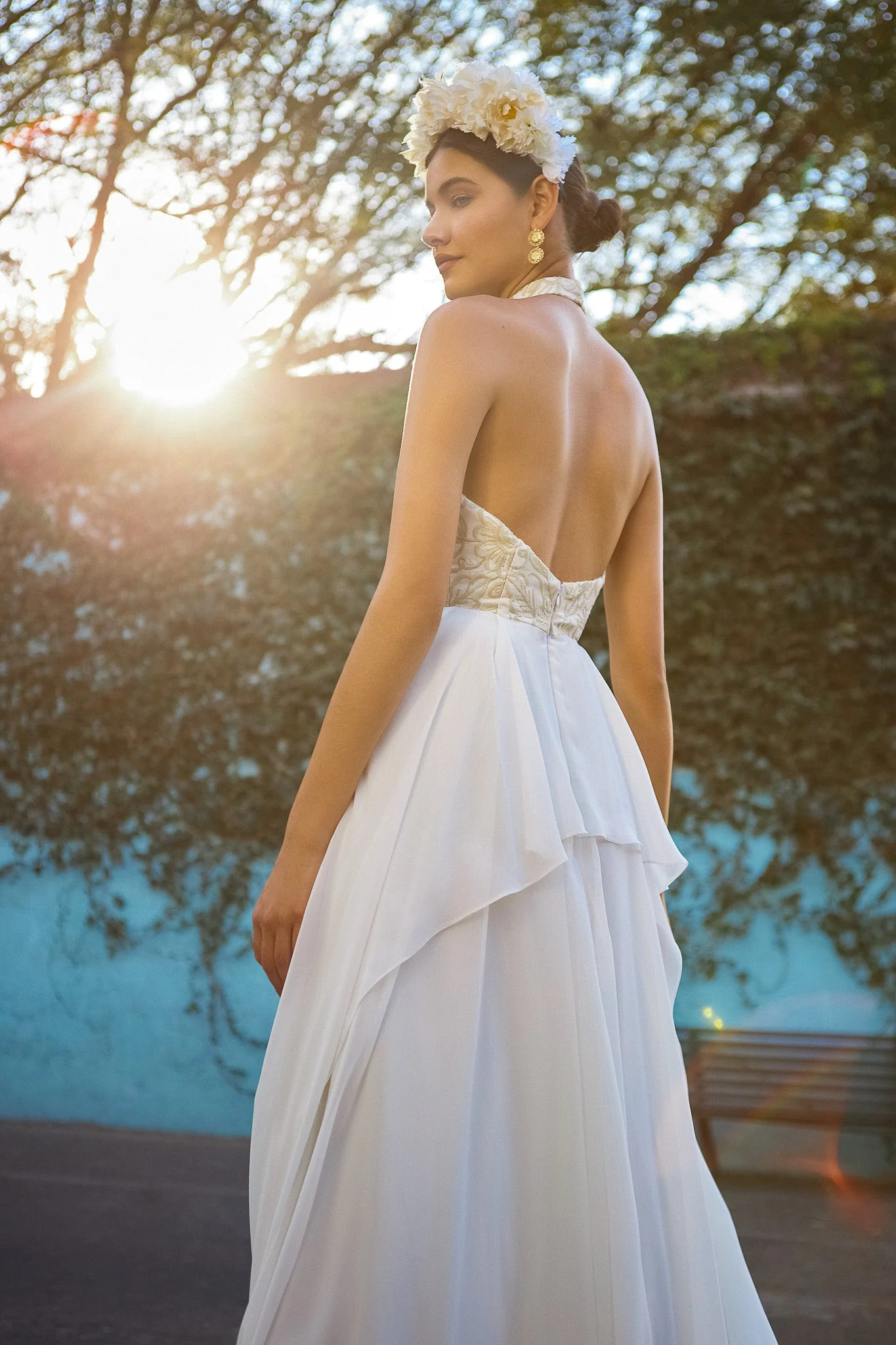 Floral Ivory Halter Dress - Image 3