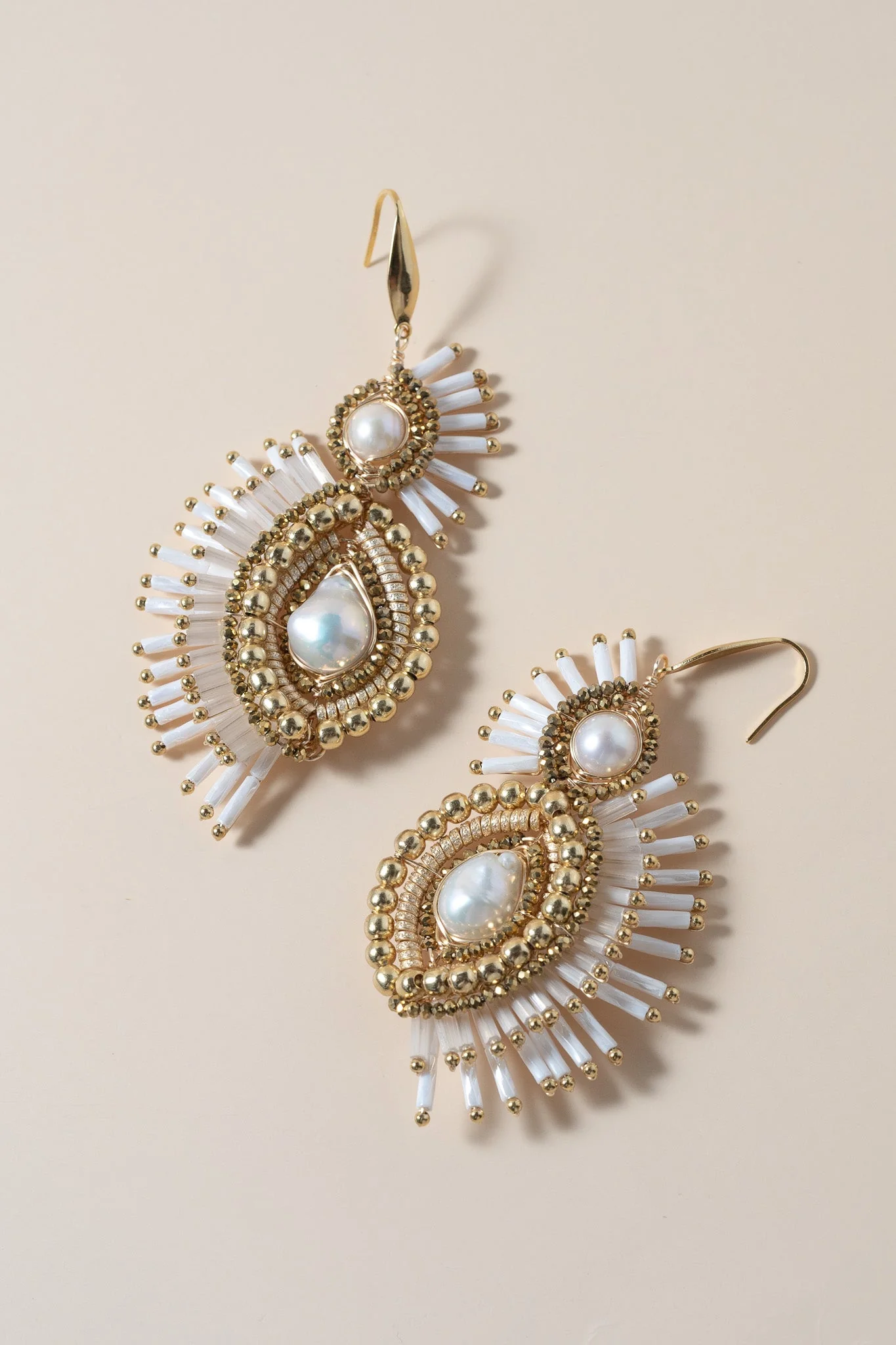 Serena Drop Earrings - White - Image 5