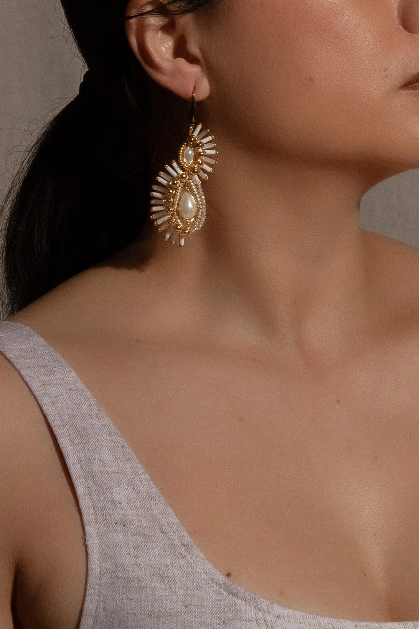 Sienna Drop Earrings - White - Image 2