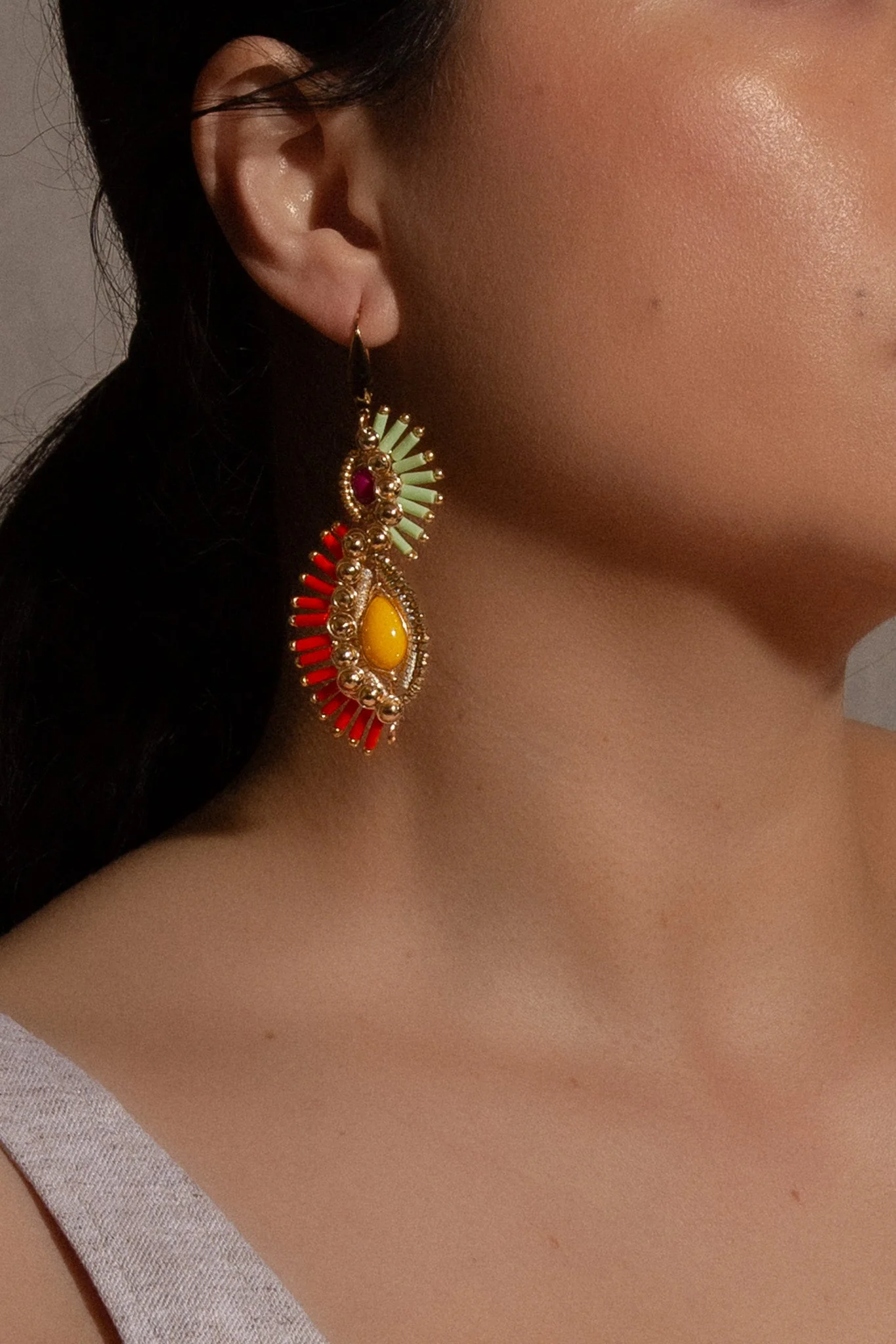 Sienna Drop Earrings - Orange - Image 5