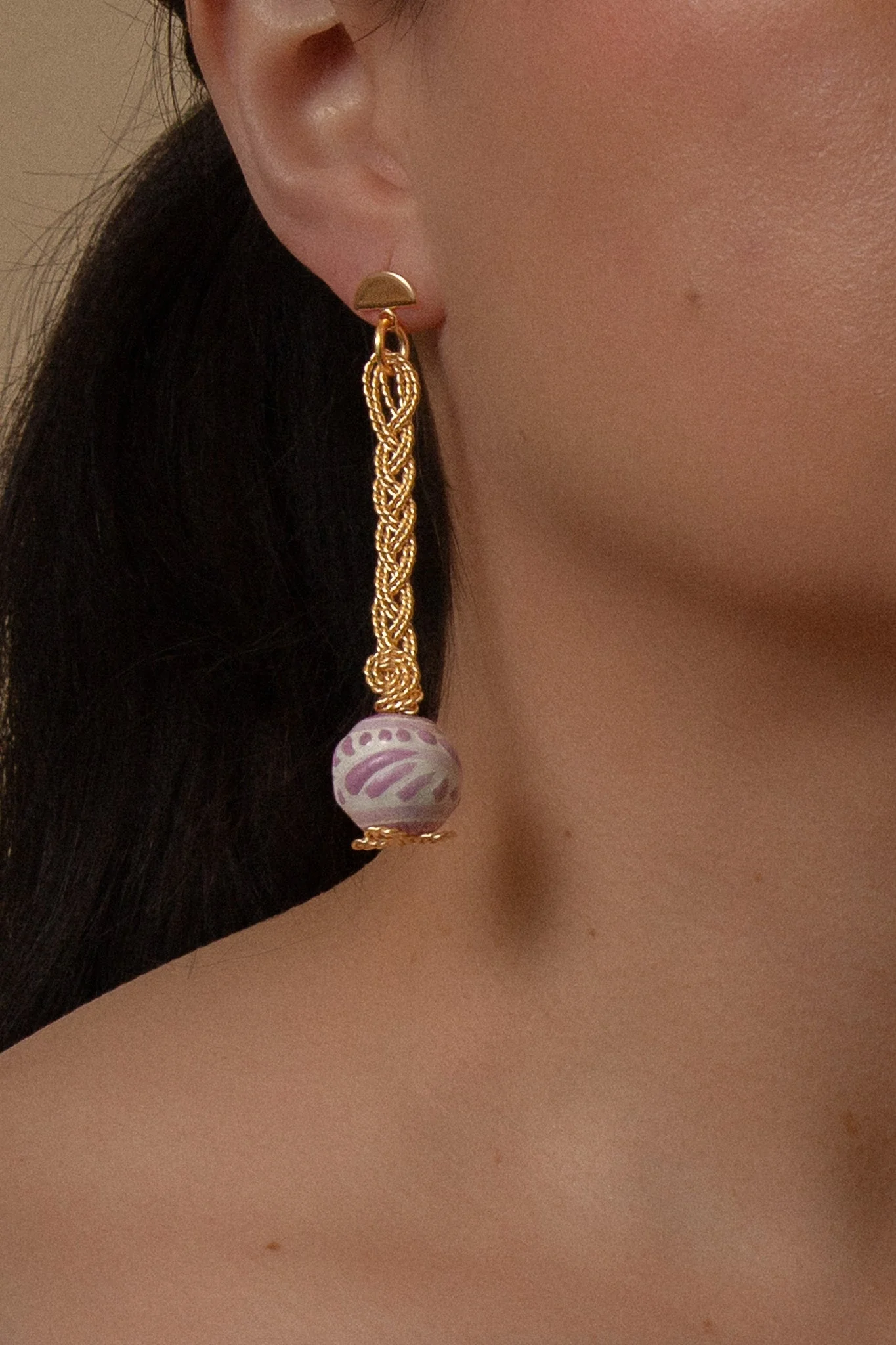 Talavera Drop Earrings - Lilac - Image 2