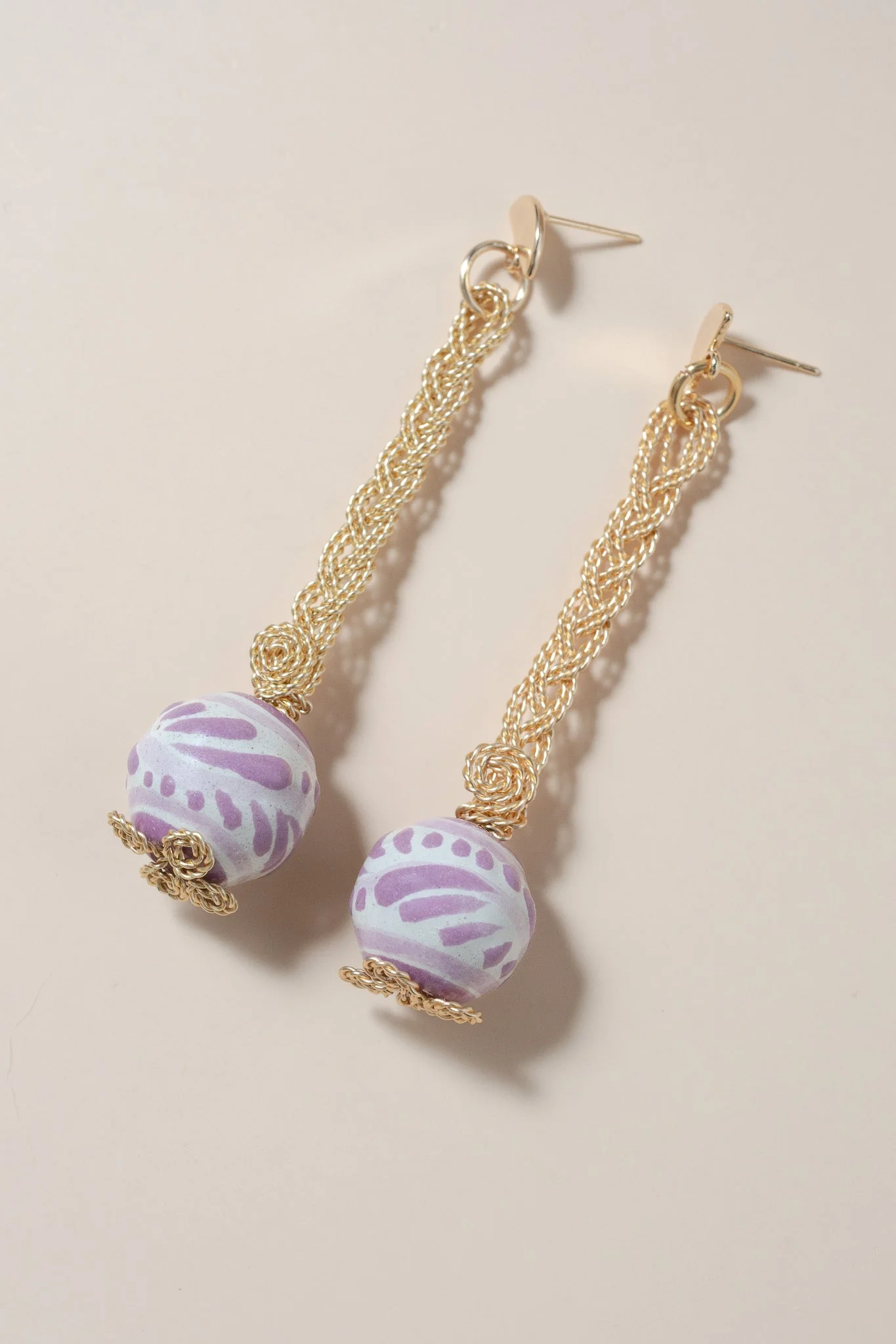 Talavera Drop Earrings - Lilac - Image 3
