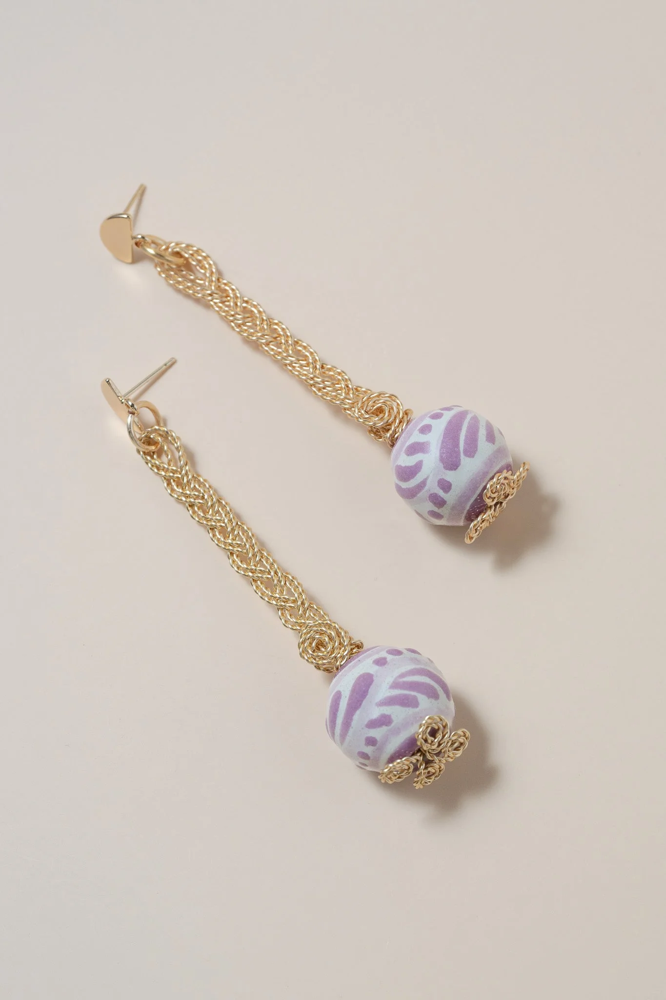 Talavera Drop Earrings - Lilac - Image 4