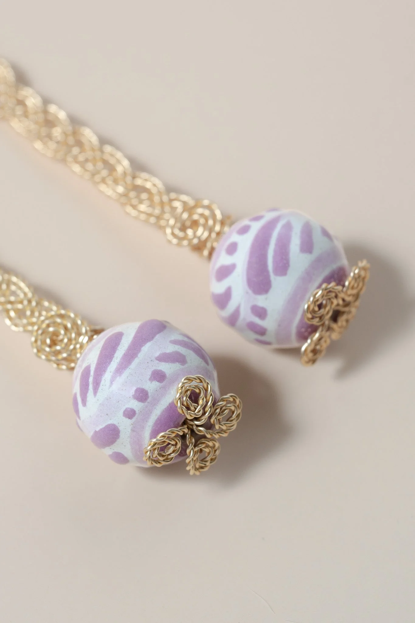 Talavera Drop Earrings - Lilac - Image 5