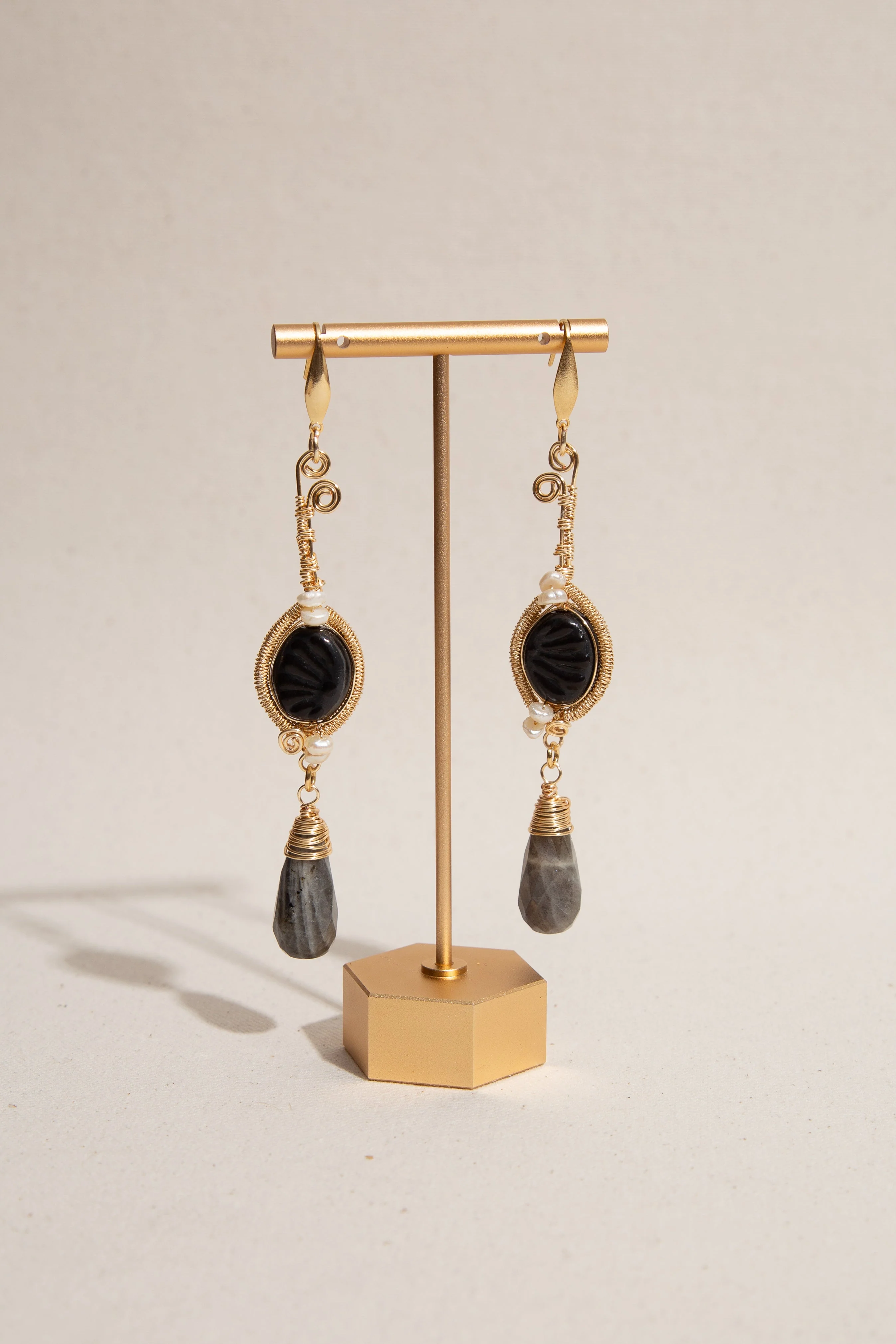 Talavera Stone Earrings - Black