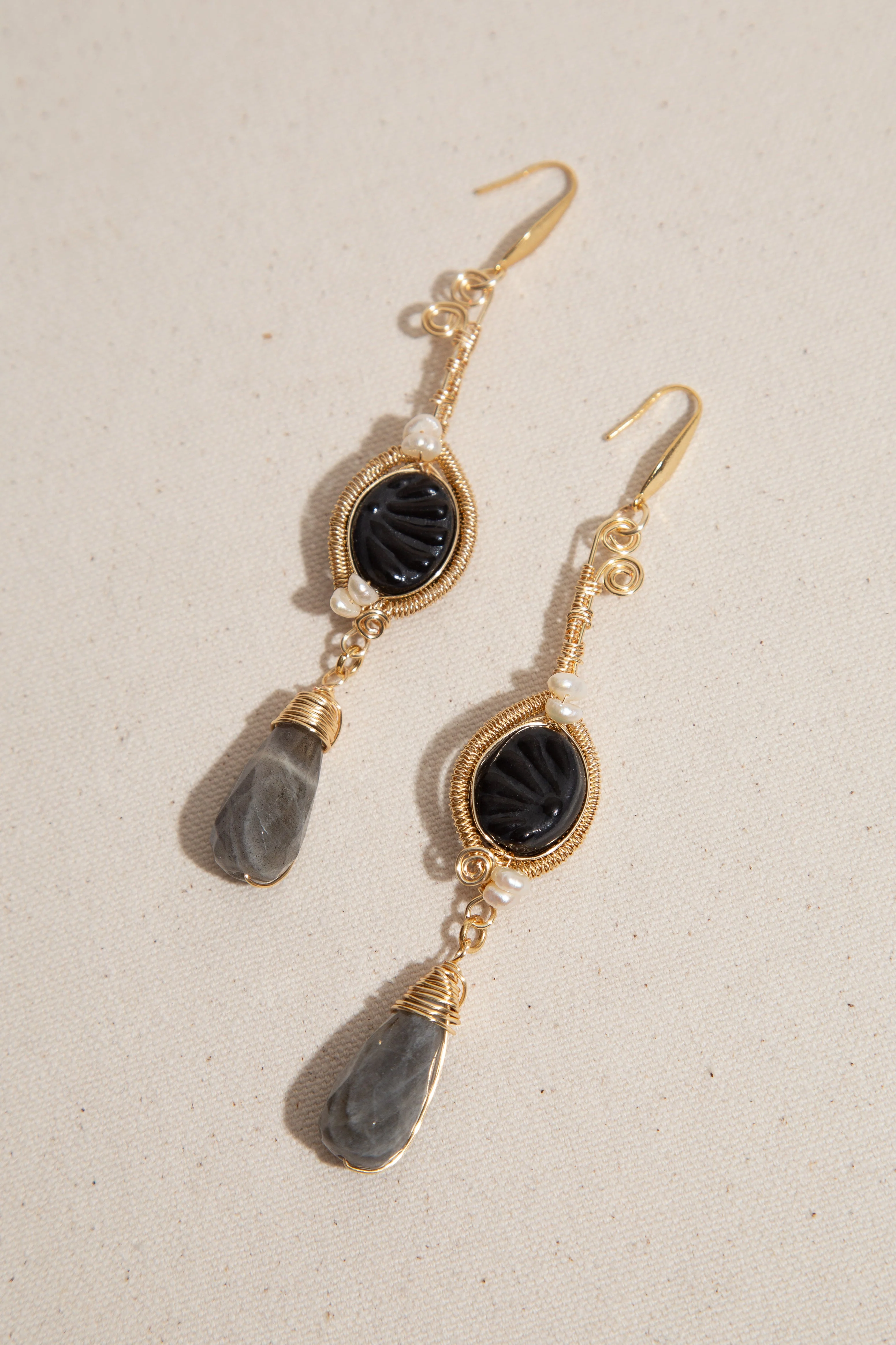 Talavera Stone Earrings - Black - Image 3