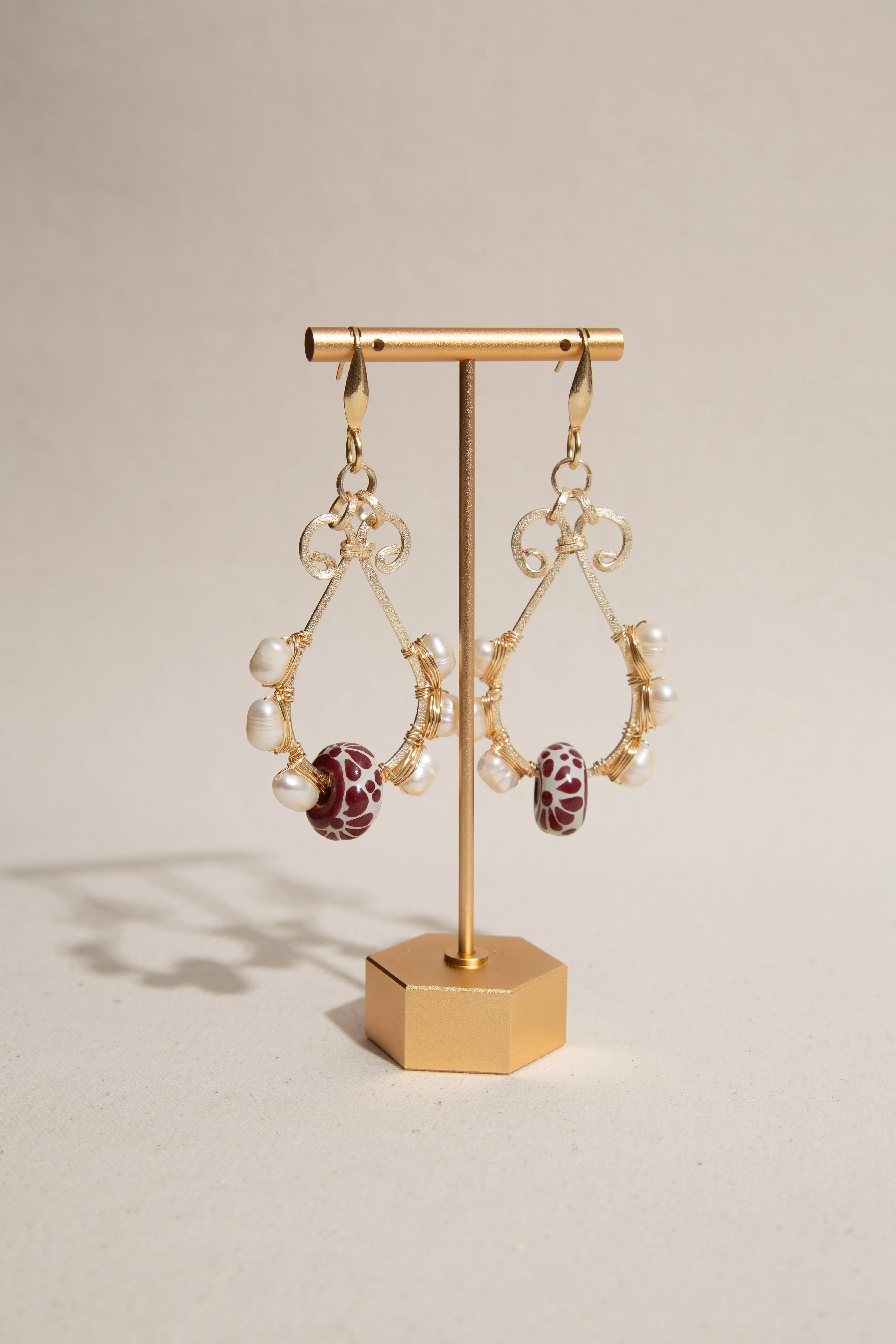 Talavera Tear Earrings - Red