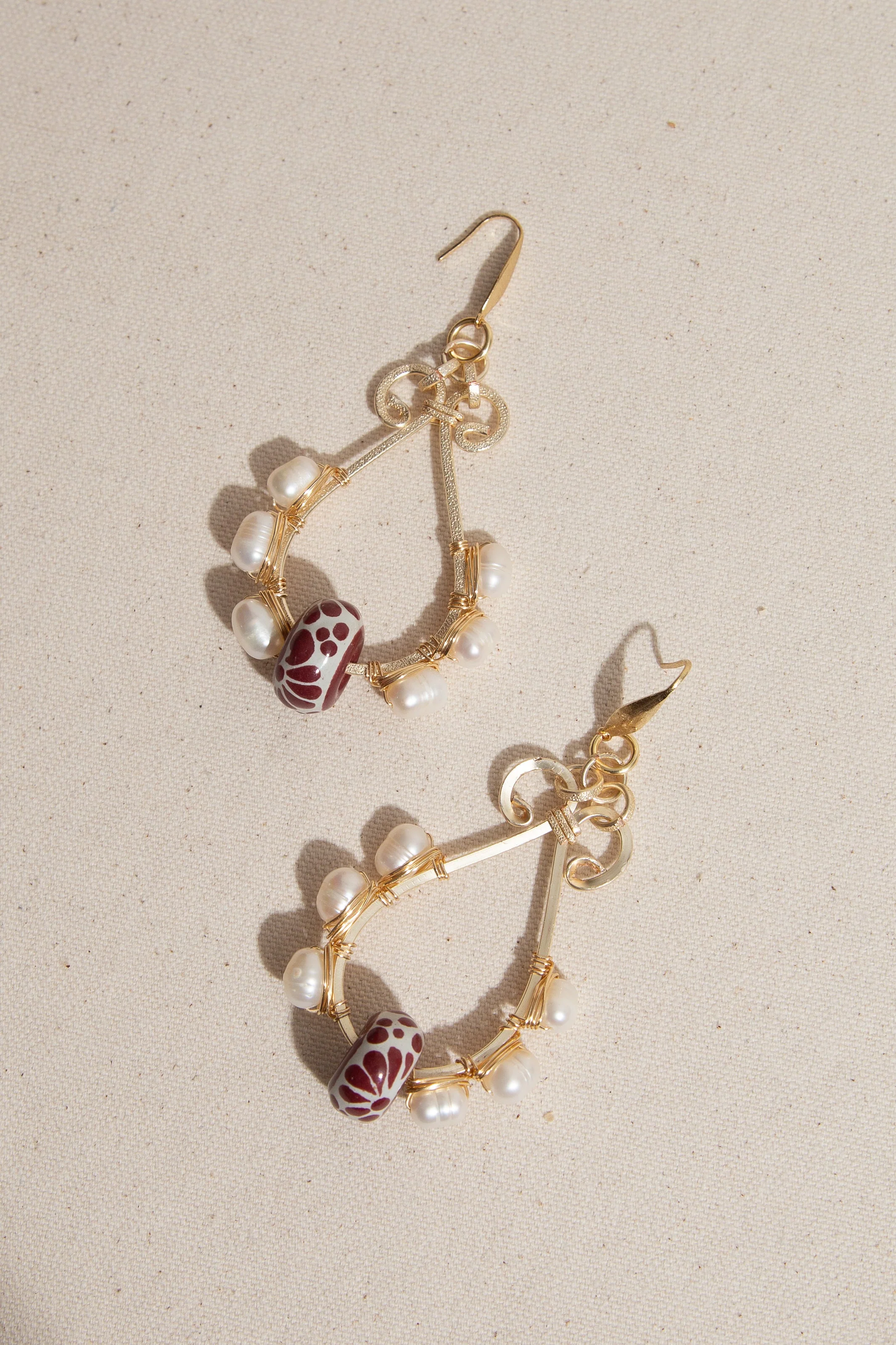 Talavera Tear Earrings - Red - Image 2
