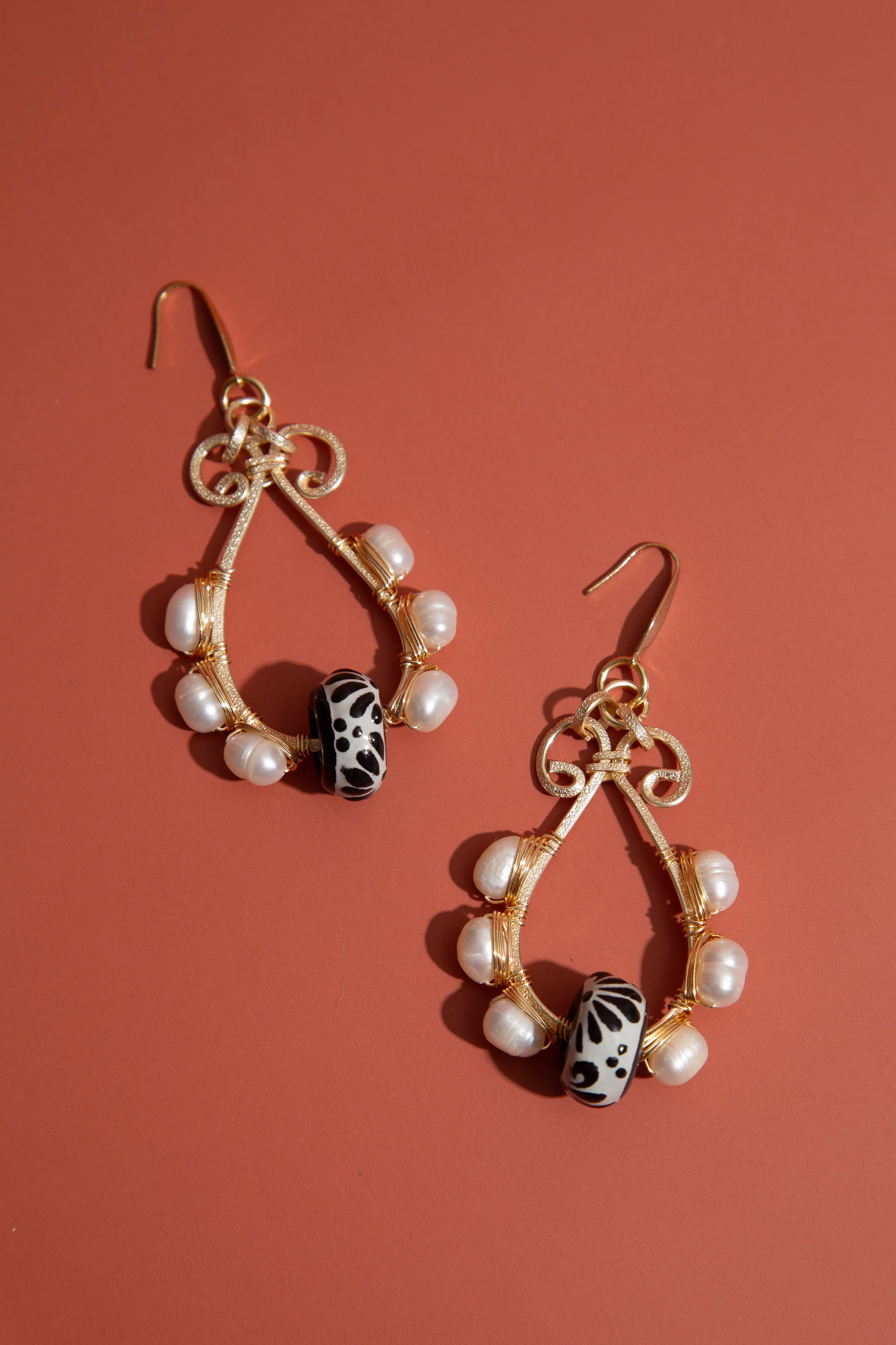 Talavera Tear Earrings - White