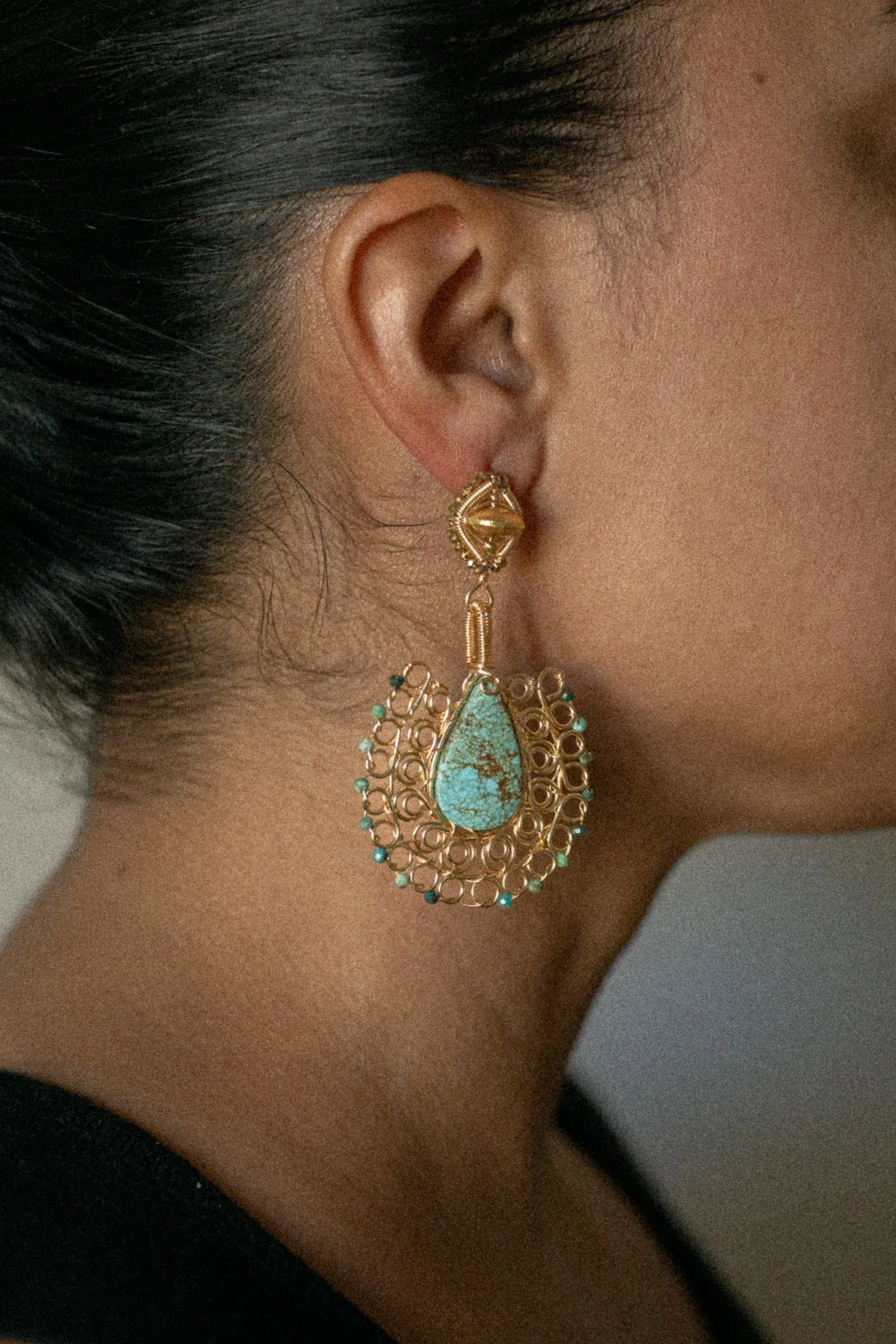 Turquoise Drop Earrings - Image 2